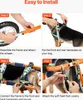 A collage of four images showing the steps to assemble a dog wheelchair. Produktbild-Vorschau