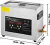 A VEVOR digital ultrasonic cleaner is shown from a side-angle on a white background. Dimensions are indicated on the image. Náhled obrázku produktu