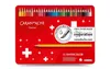 A red metal tin of Caran d'Ache Swisscolor watercolor pencils. Podgląd zdjęcia produktu