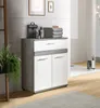 Badezimmer Kommode "Bailey" weiß Hochglanz und grau Produktbild-Vorschau 2
