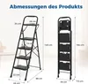 A size chart showing two folded ladders with dimensions indicated by text and lines. Podgląd zdjęcia produktu