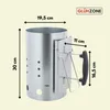 Product dimensions and branding shown on a light yellow background. Produktbild-Vorschau