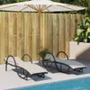 The Living Store Sonnenliegen 2 Stk. mit Auflagen Schwarz Produktbild-Vorschau 2