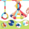 A collage of images showing magnetic building blocks for children, including close-ups of how they connect and larger structures being built. Voir les images du produit