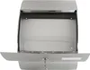 An open stainless steel mailbox with a newspaper compartment and a key lock. Produktbild-Vorschau