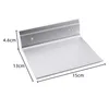 A silver metal shelf with dimensions indicated by measurement lines. Produktbild-Vorschau