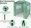 A green greenhouse tent with close-up details of its construction and features. Náhled obrázku produktu