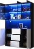 Merax LED-Glasvitrine, Küchenschrank mit 3 Glastür, 2 Produktbild-Vorschau 7