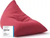 A red beanbag chair is shown against a white background, with a review badge in the lower-left corner. Voir les images du produit