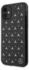 A black smartphone case with a repeating silver star pattern and a silver Mercedes-Benz logo on the bottom right. Produktbild-Vorschau