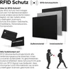 Diagram explaining RFID protection technology with text and illustrations. Produktbild-Vorschau