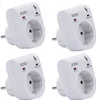 Four white surge protectors are arranged in a grid on a white background. Produktbild-Vorschau