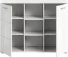 A white sideboard with open doors, revealing multiple shelves. Produktbild-Vorschau