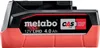 A close-up studio shot of a Metabo 12V 4.0 Ah LiHD battery pack. Voir les images du produit