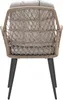 A back view of a dining chair with a woven back and seat, and dark legs. Produktbild-Vorschau