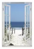 Wallario Wandbild mit Fenster-Illusion: Blick auf Strand, Produktbild-Vorschau 1