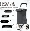 A shopping trolley with text highlighting its features. Voir les images du produit
