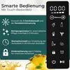 A collage-style image showcasing the features of a slush machine with text and icons on the left and a control panel on the right. A glass of slush with pineapple and mint is visible at the bottom. Produktbild-Vorschau