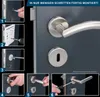 Collage of images showing the step-by-step installation of a door handle. Produktbild-Vorschau