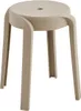 A beige plastic stool on a white background. Voir les images du produit