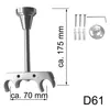 A product shot of a ceiling bracket for a curtain rod, along with its mounting hardware. Produktbild-Vorschau