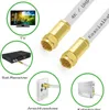 The image shows coaxial cables and their connection to various devices like a TV, satellite receiver, and cable router, illustrating typical use cases. Produktbild-Vorschau