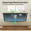 A diagram illustrating the drainage of a sink, comparing a sloped bottom design with a flat one. Produktbild-Vorschau
