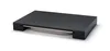 A black cutting board with a silver tray underneath, presented on a white background. Produktbild-Vorschau