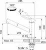 Technical drawing of a faucet with dimensions and angles indicated. Anteprima dell’immagine prodotto