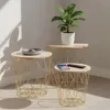 Metalltisch 3er Set Beistelltisch 3tlg Metall Gold Natur Produktbild-Vorschau 1
