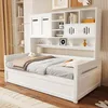A white wooden daybed with a built-in bookshelf and storage units. Náhled obrázku produktu