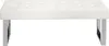 A white tufted bench with silver legs on a white background. Produktbild-Vorschau