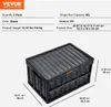 A black folding storage box with dimensions and specifications displayed. Podgląd zdjęcia produktu