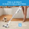 A person is using a cordless vacuum cleaner in a kitchen and living room setting, with a cat nearby. Produktbild-Vorschau