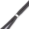 A close-up view of a gray lanyard with a silver clasp. Produktbild-Vorschau