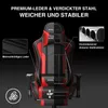 A gaming chair with highlighted features and text descriptions. Produktbild-Vorschau