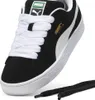 A close-up studio shot of a black Puma Suede XL sneaker with white laces. Produktbild-Vorschau
