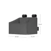 A product shot of a gray organizer with dimensions indicated by lines and text. Produktbild-Vorschau