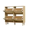 A light wood shoe cabinet with four flip-down drawers, shown against a white background. Produktbild-Vorschau
