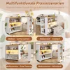 A collage of four images showing a multifunctional rotating bar table in different settings: a balcony coffee corner, a restaurant dining table, a living room tavern, and a living room office desk. Anteprima dell’immagine prodotto