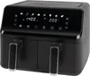 A black dual air fryer with a digital display showing time and temperature settings. Voir les images du produit