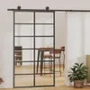 vidaXL Posuvné dveře s kováním ESG sklo a hliník 102x205 cm Náhled obrázku produktu 2