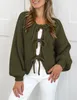 ASKSA Damen Strickjacke Schleife Vorne Strick Cardigan Produktbild-Vorschau 3