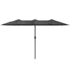 A black, rectangular patio umbrella with a single pole is shown against a white background. Produktbild-Vorschau