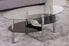 Couchtisch 98x55cm Klar Glas mit Ablagen in schwarz Produktbild-Vorschau 1
