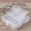 HMF Nähkasten aufklappbar mit 3 Ebenen, Sortierbox für Kleinteile in Transparent Produktbild-Vorschau
