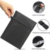 A hand is shown zipping up a black protective cover, with inset images highlighting cleaning, storage, and craftsmanship. Produktbild-Vorschau