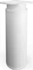 A white, cylindrical furniture foot with a mounting plate at the top. Produktbild-Vorschau