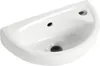A white ceramic handwash basin with two holes on the top surface and a drain hole at the bottom. Anteprima dell’immagine prodotto