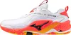 A side view of a white and orange Mizuno Wave Stealth Neo 2 handball shoe. Podgląd zdjęcia produktu